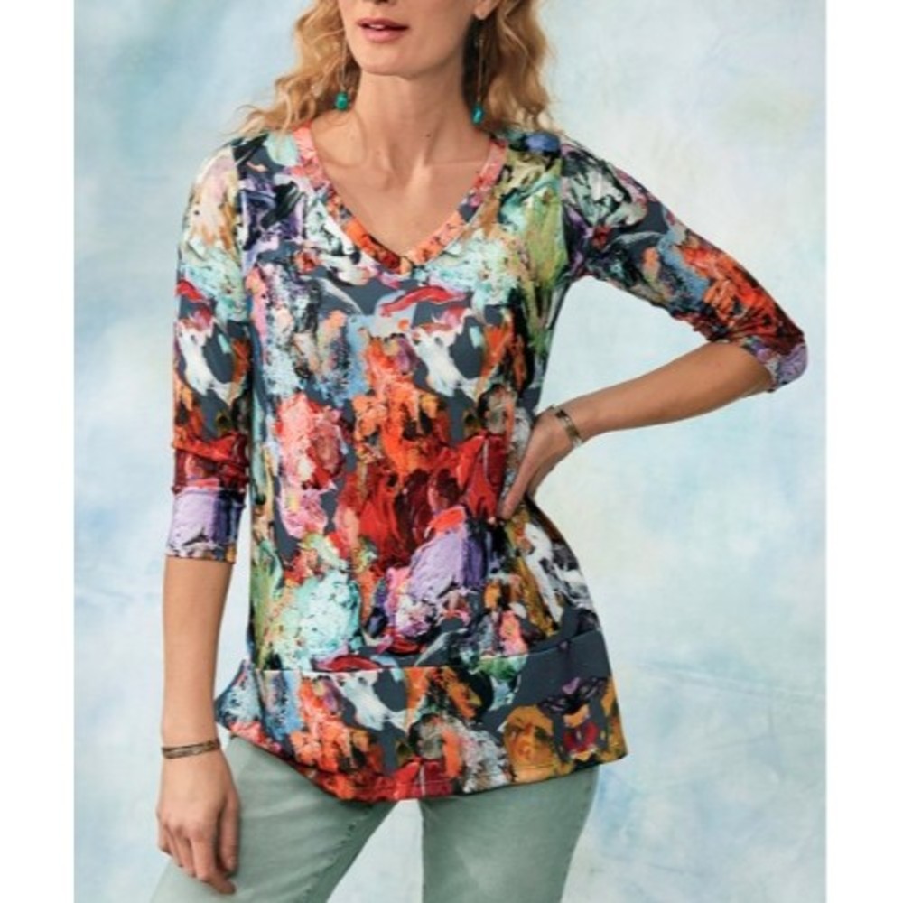 Soft Surroundings Impasto Tunic Top Painters Palette Medium - Picture 1 of 8